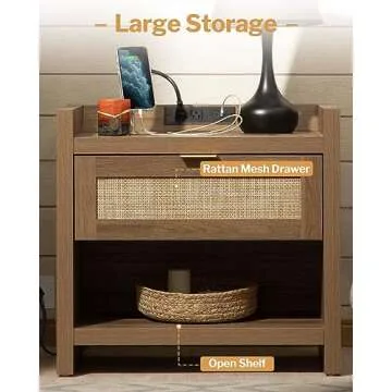 SICOTAS Night Stand Set with Charging Station - Elegant & Functional