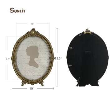 Sunlit Vintage Picture Frame 8x10 Inch, Oval Antique Photo Frames with Glass Front, Luxury Photo Display, Tabletop Wall Hanging, Gift Ideas, Brown