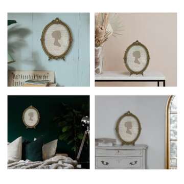 Sunlit Vintage Picture Frame 8x10 Inch, Oval Antique Photo Frames with Glass Front, Luxury Photo Display, Tabletop Wall Hanging, Gift Ideas, Brown