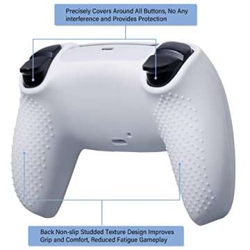 YoRHa Water Transfer Printing Silicone Thickened Cover Skin Case for PS5 Controller x 1(US Dollars) with Thumb Grips x 10