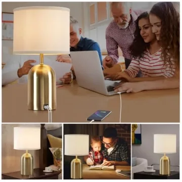 GyroVu Bedside Lamp with Touch Control and USB Ports