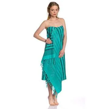 4 Pack Turkish Towel - Oversized Beach Towel Set of 4 for Adults - Striped 100% Cotton 35 x 65 inch Variety Colors