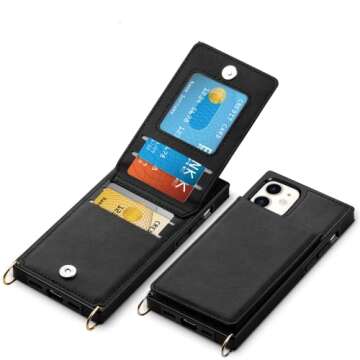 Vofolen for iPhone 11 Case Wallet Card Holder Leather PU Flip Cover Folio Lanyard Crossbody Strap Wo...