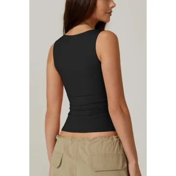 Stylish QINSEN Square Neck Sleeveless Tank for Women