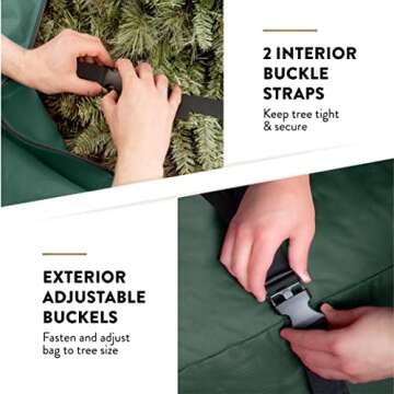 Zober Christmas Tree Storage Bag 9 Ft - Rolling Christmas Tree Storage Box - 600D Fabric, Durable Handles and Wheels - Large Christmas Tree Bag - Green