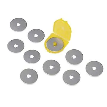 OLFA 45mm Rotary Cutter Replacement Blades, 10 Blades (RB45-10) - Tungsten Steel Circular Rotary Fab...