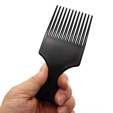 BlingKingdom 6.3" Smooth Wide Hair Pick Comb for Curly & Thick Hair (Black)