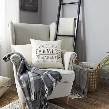 Meekio Farmhouse Pillow Covers with Farmers Market Quotes 18" x 18" for Farmhouse Decor Housewarming Gifts