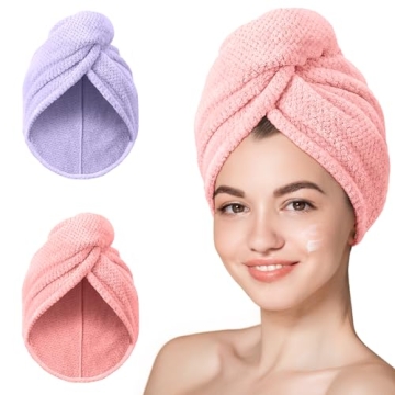 Hicober Quick Drying Microfiber Hair Towel for All Hair Types