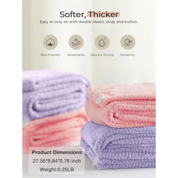 Hicober Quick Drying Microfiber Hair Towel for All Hair Types