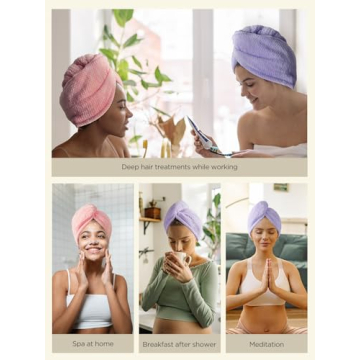 Hicober Quick Drying Microfiber Hair Towel for All Hair Types