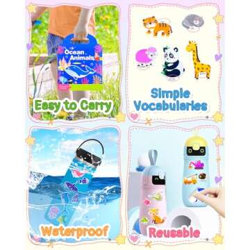 Benresive Reusable Sticker Book for Toddlers 2-4 Years, 3 Sets Travel Stickers for Kids, Waterproof Sticker Books for Toddlers 1-3, Crafts Activities for Todddlers 1-3 2-4 3-5