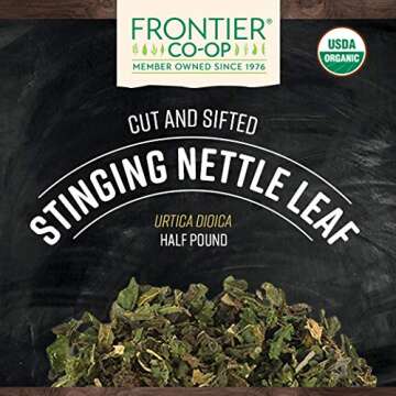 Frontier Co-op Stinging Nettle Leaf, 1/2-Pound, Cut & Sifted for Teas, Soups, Smoothies and Stir Frys (Packaging may vary)