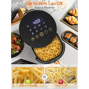 LigFun 4QT Air Fryer with Glass Screen & 8 Presets