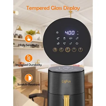 LigFun 4QT Air Fryer with Glass Screen & 8 Presets