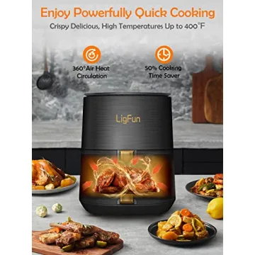 LigFun 4QT Air Fryer with Glass Screen & 8 Presets