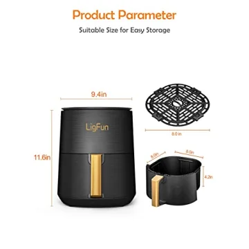 LigFun 4QT Air Fryer with Glass Screen & 8 Presets