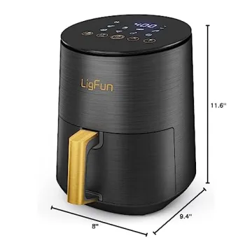 LigFun 4QT Air Fryer with Glass Screen & 8 Presets