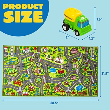 JOYIN Kids Play Rug with 12 Vehicle Set for Imaginative Play