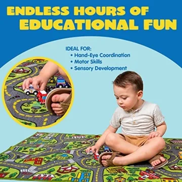 JOYIN Kids Play Rug with 12 Vehicle Set for Imaginative Play
