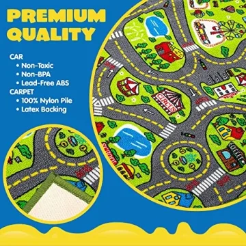 JOYIN Kids Play Rug with 12 Vehicle Set for Imaginative Play
