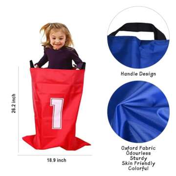 GOLDGE 28 Piece Outdoor Games Kit for Kids, Includes Potato Sack Race Bags, Bean Bag Toss, 3 Legged Race Bands, Egg Spoon Relay, for Easter & Birthday Parties (Potato Sack Race Bags)