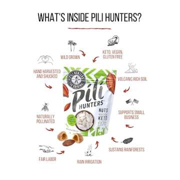 Pili Hunters - Wild Sprouted Pili Nuts, Coconut Oil and Himalayan Salt (5oz Bag) Keto/Paleo/Vegan Snacks, Low Carb Energy, Gluten Free, No Sugar Added, Superfood