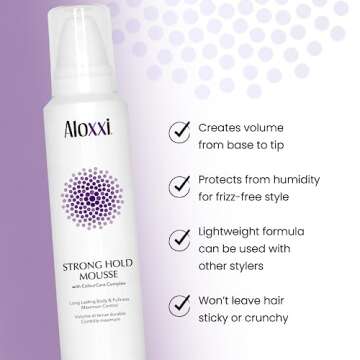 ALOXXI Strong Hold Mousse Volumizing Foam for Long-Lasting Fullness and Humidity Protection, 6.7 Oz