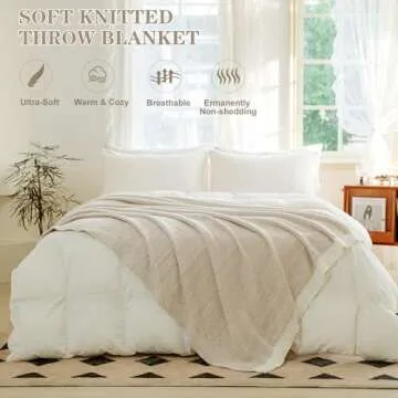 MH MYLUNE HOME Super Soft Throw Blanket, Khaki Ombre Design Fuzzy Microfiber Blanket Warm Cozy Fluffy Plush Knit Throw Blankets for Couch Bed Living Room (Khaki, 50"X60")