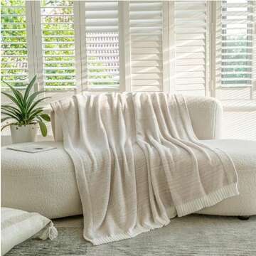 MH MYLUNE HOME Super Soft Throw Blanket, Khaki Ombre Design Fuzzy Microfiber Blanket Warm Cozy Fluffy Plush Knit Throw Blankets for Couch Bed Living Room (Khaki, 50"X60")