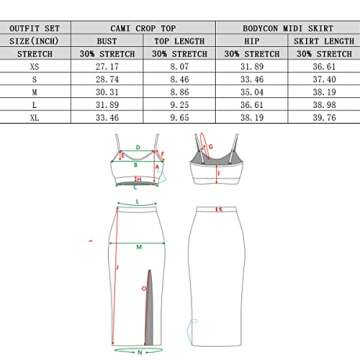 Cutiefox Skirt Sets for Women Knitted Crop Top Side Slit Midi Skirt 2 Piece Sweater Dress Colorblock Orange M