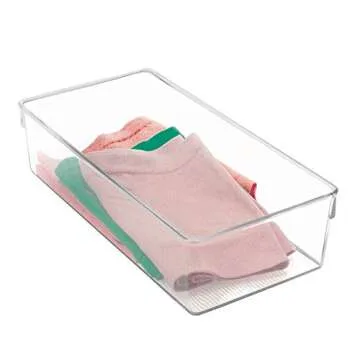 iDesign Linus Plastic Dresser and Vanity Organizer, Storage Bin for Bathroom, Bedroom, Office, Craft Room, Fridge, Freezer, Pantry, 12" x 6" x 3", Clear
