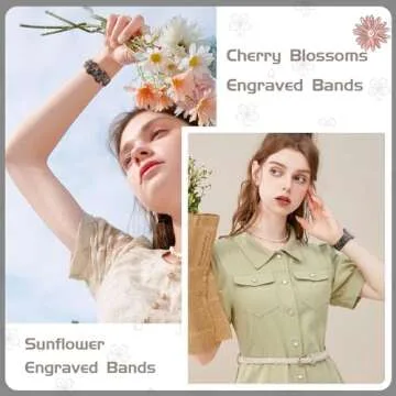 TreasureMax Designer Floral Engraved Band Compatible with Apple Watch Bands 40mm 38mm 41mm 44/45/42mm,Two-Tone Flower Soft Silicone Sport Strapfor iWatch Series 10 9 Ultra SE 8 7 6 5 4 3 2 Women Black