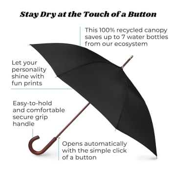 Totes Automatic Open Stick Umbrella - 48 Inch, Beige