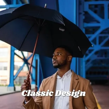 Totes Automatic Open Stick Umbrella - 48 Inch, Beige