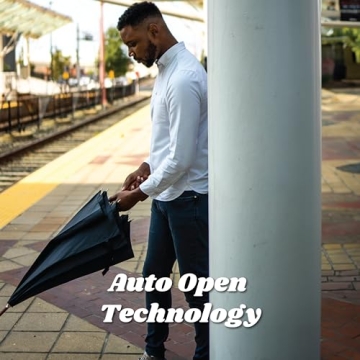 Totes Automatic Open Stick Umbrella - 48 Inch, Beige