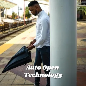 Totes Automatic Open Stick Umbrella - 48 Inch, Beige