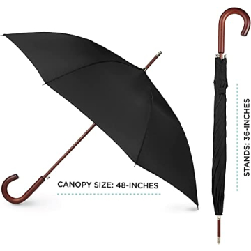 Totes Automatic Open Stick Umbrella - 48 Inch, Beige