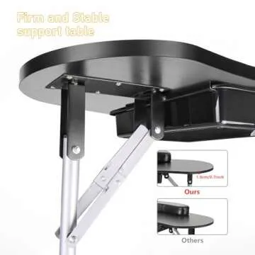 LEIBOU Professional 36''L Portable & Foldable Manicure Table Nail Technician Desk Workstation Manicure Table with Rolling Wheels,Drawer,Sponge,Free Carrying bag (Black)