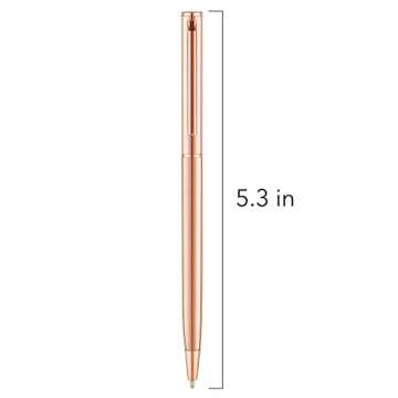 Unibene Slim Metallic Retractable Ballpoint Pens - Rose Gold, Nice Gift for Uniform Office Students Teachers Wedding Christmas, Medium Point(1 mm) 6 Pack-Black ink