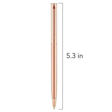 Unibene Slim Metallic Retractable Ballpoint Pens - Rose Gold, Nice Gift for Uniform Office Students Teachers Wedding Christmas, Medium Point(1 mm) 6 Pack-Black ink