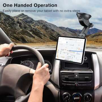 OHLPRO Magnetic Car Tablet Holder, Dashboard Phone Suction Cup Mount for iPad, 360° Rotating Super Strong Magnet for All iPhones Samsung Galaxy Tab Tablet Windshield TPU Suction Washable