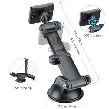 OHLPRO Magnetic Car Tablet Holder, Dashboard Phone Suction Cup Mount for iPad, 360° Rotating Super Strong Magnet for All iPhones Samsung Galaxy Tab Tablet Windshield TPU Suction Washable