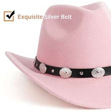 Lisianthus Men & Women's Felt Wide Brim Western Cowboy Hat Pink
