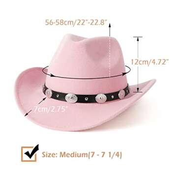 Lisianthus Men & Women's Felt Wide Brim Western Cowboy Hat Pink