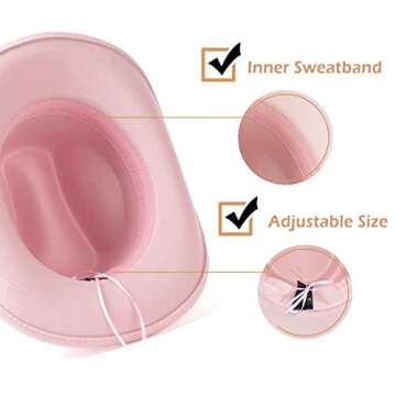 Lisianthus Men & Women's Felt Wide Brim Western Cowboy Hat Pink