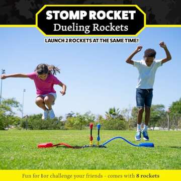 Stomp Rocket Original Dueling Rocket Launcher for Kids, 8 Rockets - Fun Backyard & Outdoor Kids Toys...