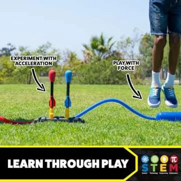 Stomp Rocket Original Dueling Rocket Launcher for Kids, 8 Rockets - Fun Backyard & Outdoor Kids Toys Gifts for Boys & Girls -Toy Foam Blaster Set Soars 200ft - Multi-Player Launcher Stand
