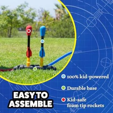 Stomp Rocket Original Dueling Rocket Launcher for Kids, 8 Rockets - Fun Backyard & Outdoor Kids Toys Gifts for Boys & Girls -Toy Foam Blaster Set Soars 200ft - Multi-Player Launcher Stand