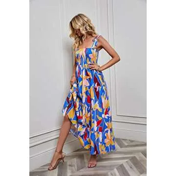 Kinstell Women's Bohemian Spaghetti Strap Maxi Dress